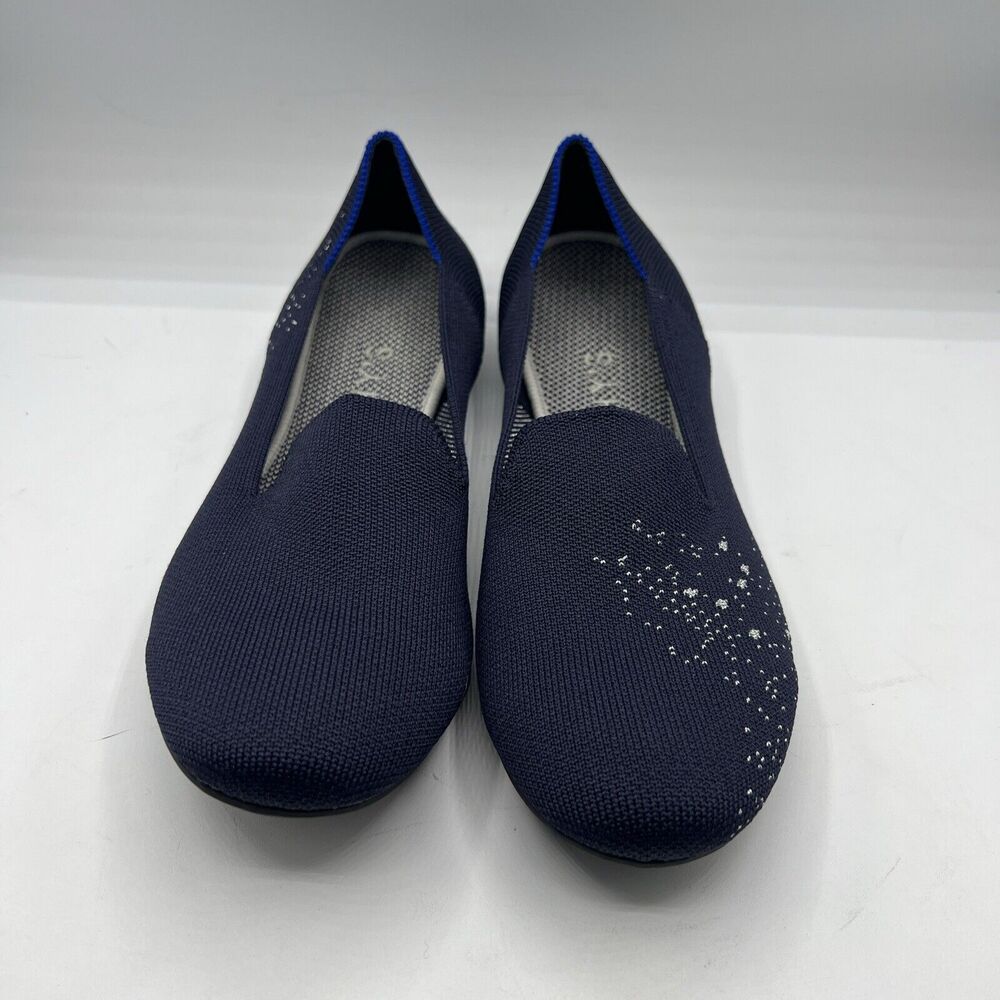 Rothy's Special Edition Zodiac Collection Cancer Navy Blue/Silver Flats SZ 8w